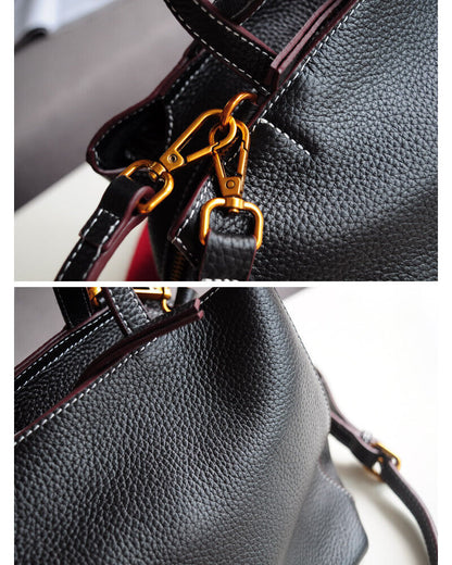 Soft Real Leather Small Handabg Shoulder Bag Tote Purse Crossbody w/ Long Strap
