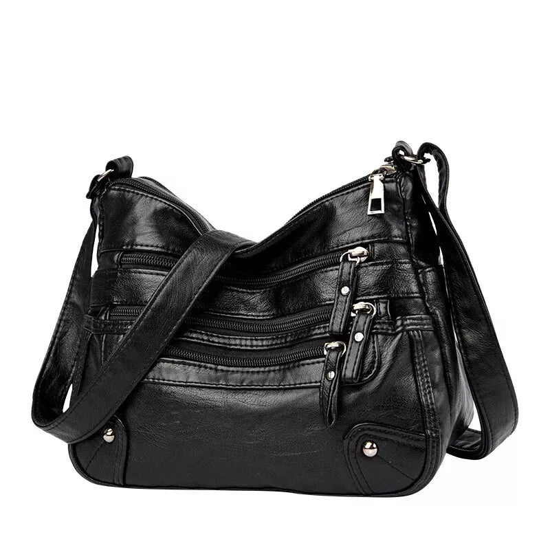 Women's Cross Body Messenger Bag Fashion Pu Leather Wide Shoulder Strap Handbag
