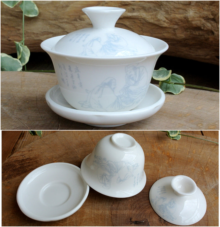 8cm Cover Tea Bowl Cover Flying Saucer Cover Blue and White China Cup Set