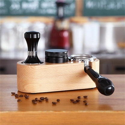 51/58mm Manual Wood Coffee Tamper Holder Mat Barista Espresso Tampering Pad Tool