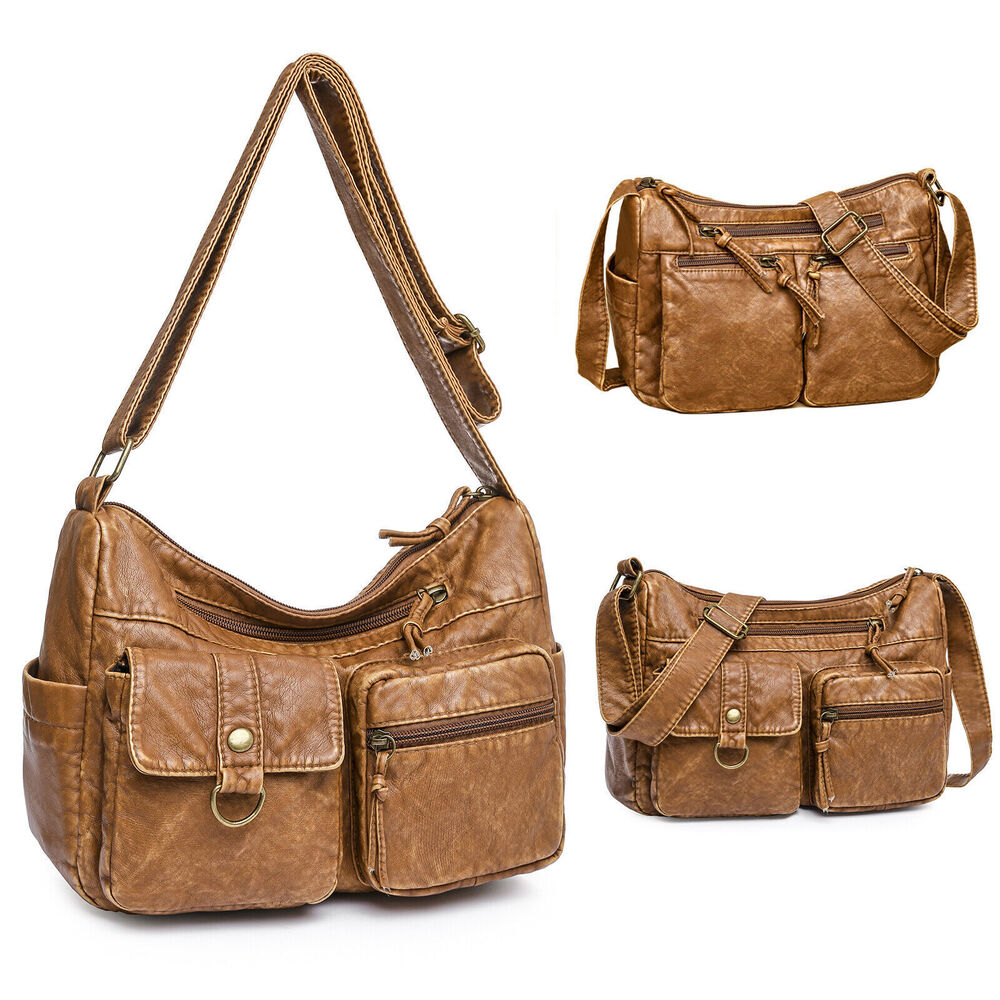 Vintage Womens Crossbody Shoulder Bag Purse Clutch PU Leather Sling Tote Handbag