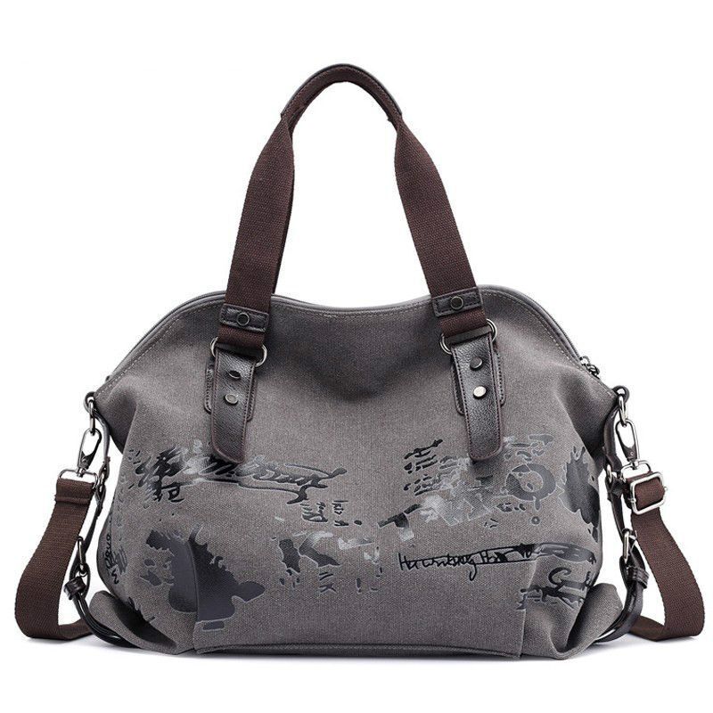 Canvas Shoulder Bags Vintage Graffiti Print Handbags Shoulder Purse Totes Bags