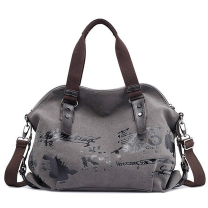 Canvas Shoulder Bags Vintage Graffiti Print Handbags Shoulder Purse Totes Bags