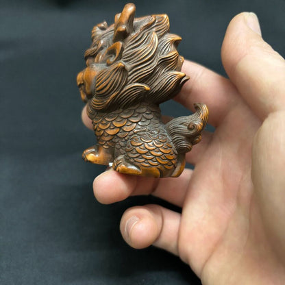 chinese boxwood carving wooden ornament pendant wooden animal figurine decor art