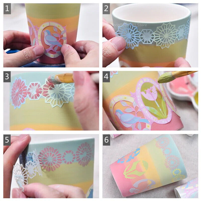 Ceramic Decals 3 Meter Pottery Painting Textured Paper Hollow Stickers Auxiliary