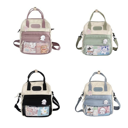 Small Backpack Nylon Bags Lightweight Zipper Bookbag Travel Rucksack 24*9*26 CM
