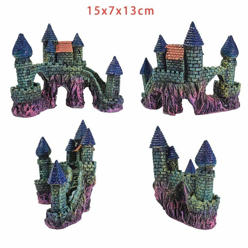 Aquarium Shipwreck Castle Decor Fish Tank Landscaping Ornament Plastic 15x7x13cm