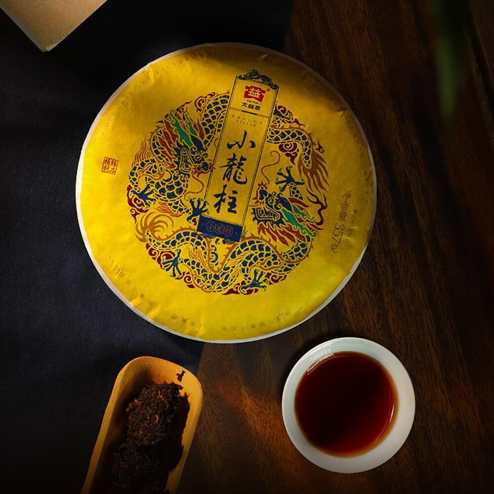 TAETEA Ripe PU'ER Tea, Aged “Xiao Long Zhu” Puerh Pu erh Tee Cake Black cha 357g