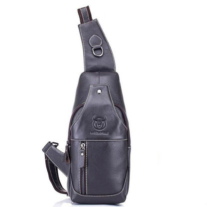 Men Genuine Leather Chest Back Pack Shoulder Crossbody Messenger Sling Sport Bag