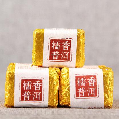 500g Glutinous Fragrant Pu-Erh Ripe Tea Top-Grade Small Square Pu-erh Tea Brick
