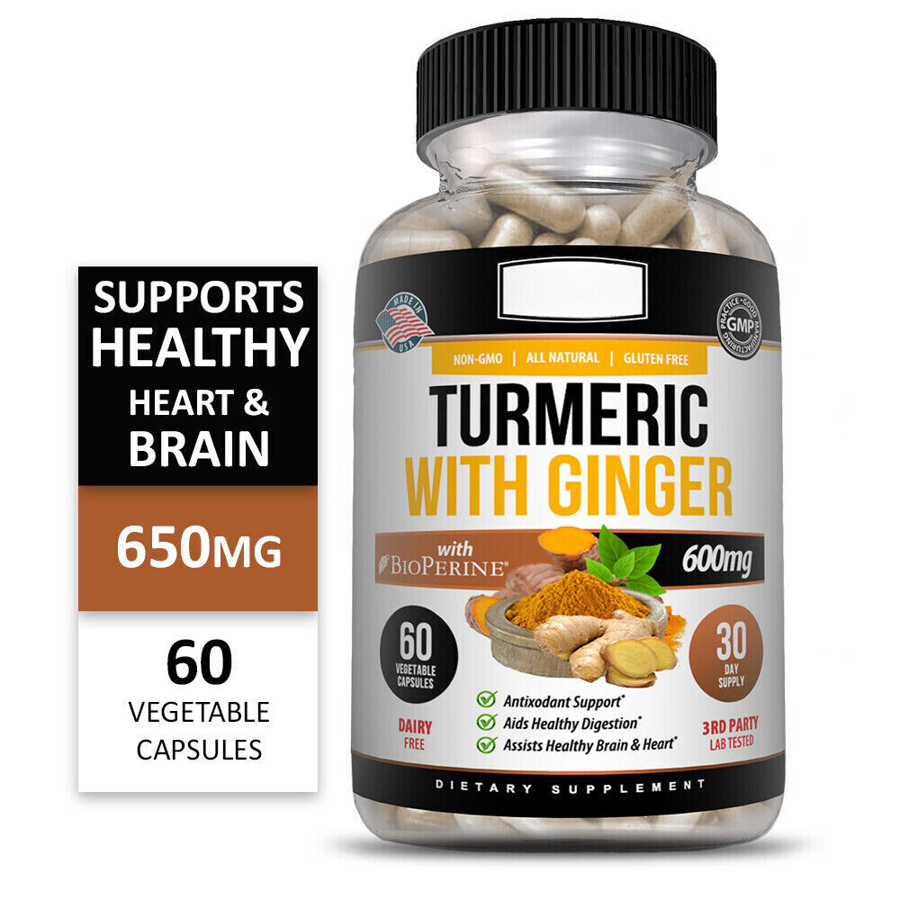 Black Pepper, Joint Pain Maxx Strength Capsules Turmeric Curcumin with Ginger