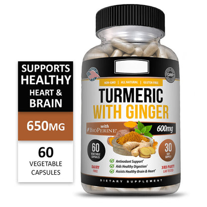 Black Pepper, Joint Pain Maxx Strength Capsules Turmeric Curcumin with Ginger