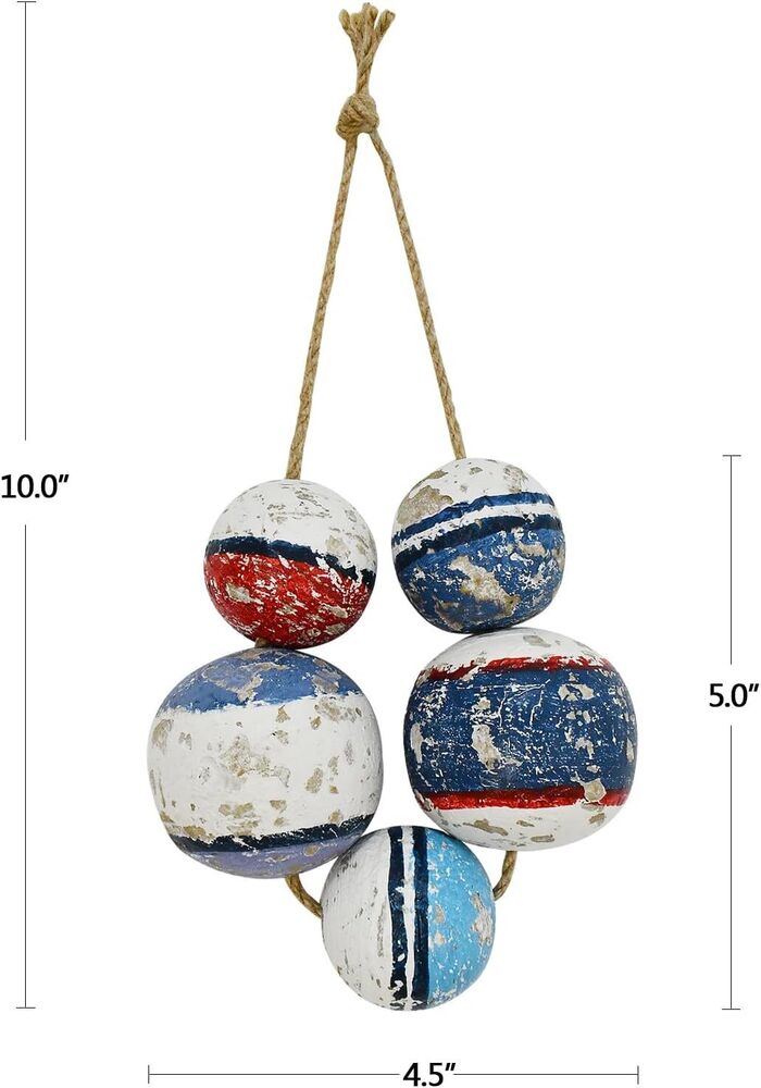 Wood Fishing Float Hanging Ornaments Rustic Beach Wall Decor Decorative Nautical
