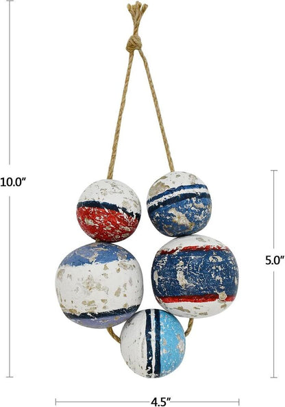 Wood Fishing Float Hanging Ornaments Rustic Beach Wall Decor Decorative Nautical