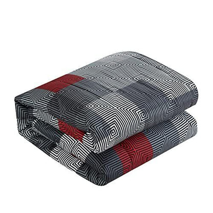 American Original Geo Blocks 7 Piece Bed in A Bag, Queen, Black