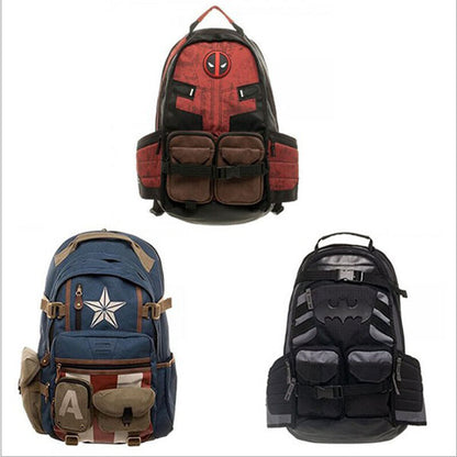 Marvel DC Comic Backpack Deadpool Captain America Travel Bag Batman Exclusives