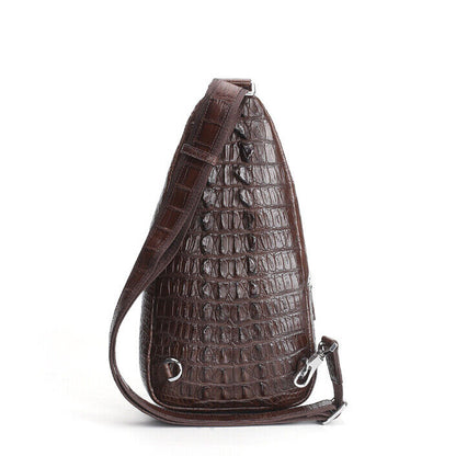 Handcrafted Nile Crocodile Skin Leather Mens Luxury Crossbody bag Sling Backpack