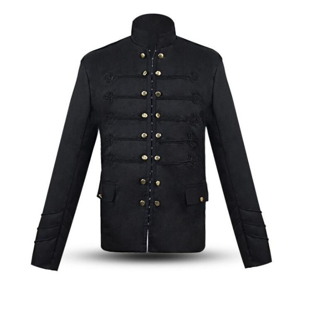Men's Gothic Steampunk Blazer Jacket Stand Collar Long sleeve Slim Fit Cosplay