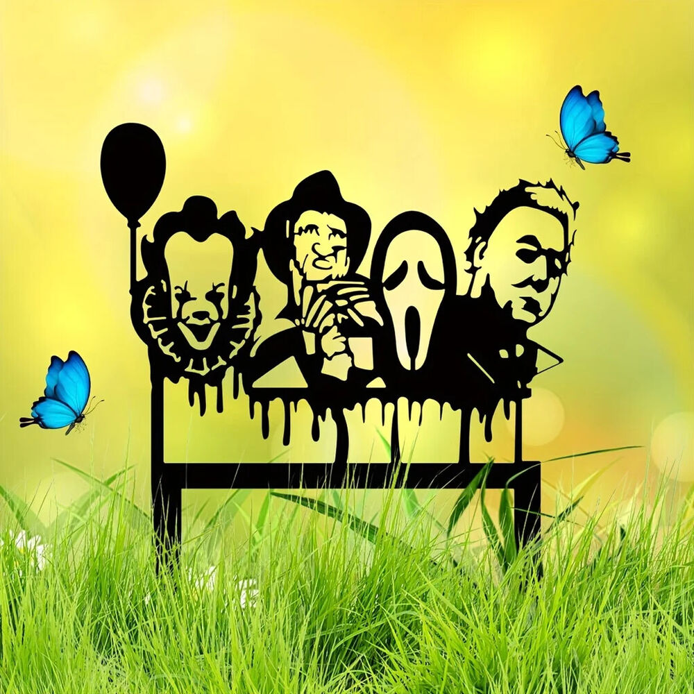 1pc Joker Clown Garden Stake, Ghost Metal Insert Silhouette Plaque Statue