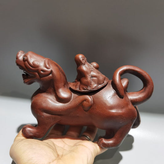 vintage china yixing purple clay teapot zisha ceremony carving collectible rare
