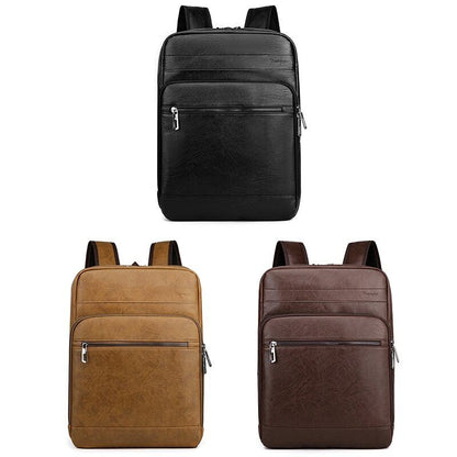 Multifunctional Backpack Men PU Leather Laptop Backbag Portable Travel Bag Male