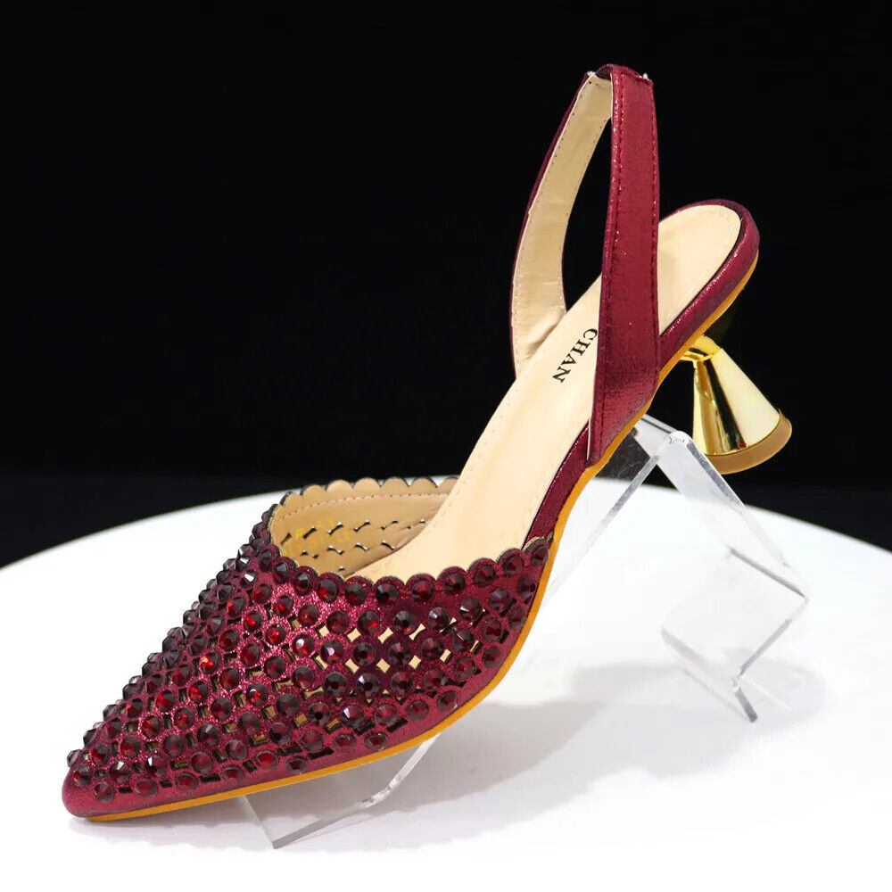 Pointed Toe Heels Women Party Wine Pumps Shoes Bags Matching Set