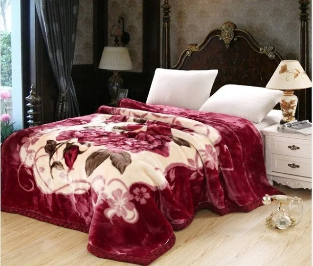 Double Layer Raschel Blankets 150*200cm Soft Warm Faux Fur Mink Throw Thicken