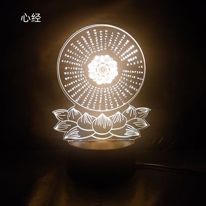 LED Night Light USB Buddha Lamp Shurangama Mantra Heart Sutra Attract Wealth