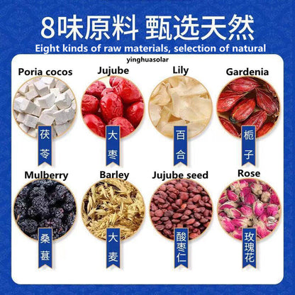 Poria Jujube Seed Tea Promote Sleep Insomnia 150g 北京同仁堂茯苓酸枣仁玫瑰大枣百合栀子桑葚大麦助眠安神失眠多梦