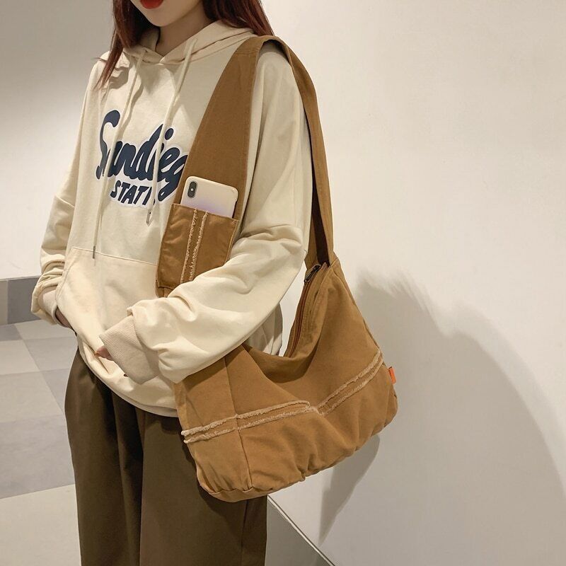 Ladies Bag Unisex Canvas Student Shoulder Bag Handbag Women Shopping Bag