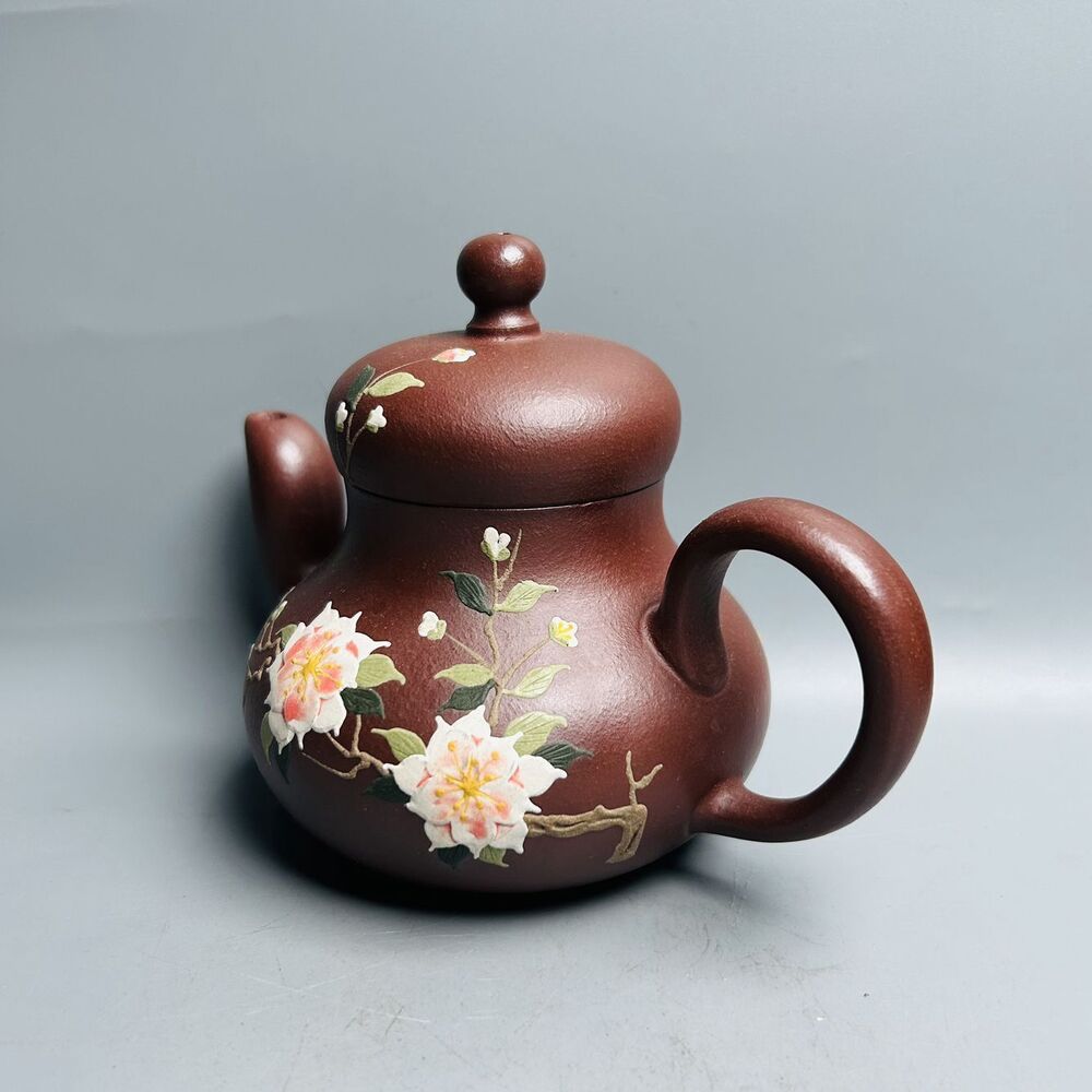 Vintage Chinese Yixing Purple Clay Teapot Zisha Ceremony Painted Nice Teaware