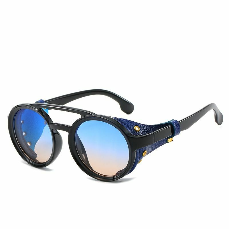 Men Steampunk Sunglasses Round Vintage UV400 Shade Women Eyewear Stylish Glasses