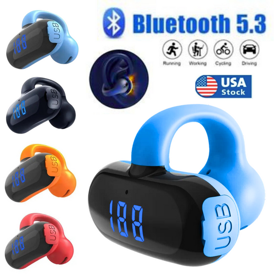 Wireless Bluetooth 5.3 Earpiece Driving Trucker Headset Earbuds Noise Cancelling