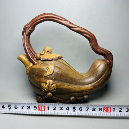 Vintage Chinese Yixing Purple Clay Teapot Zisha Ceremony Pumpkin Tea Set Rare