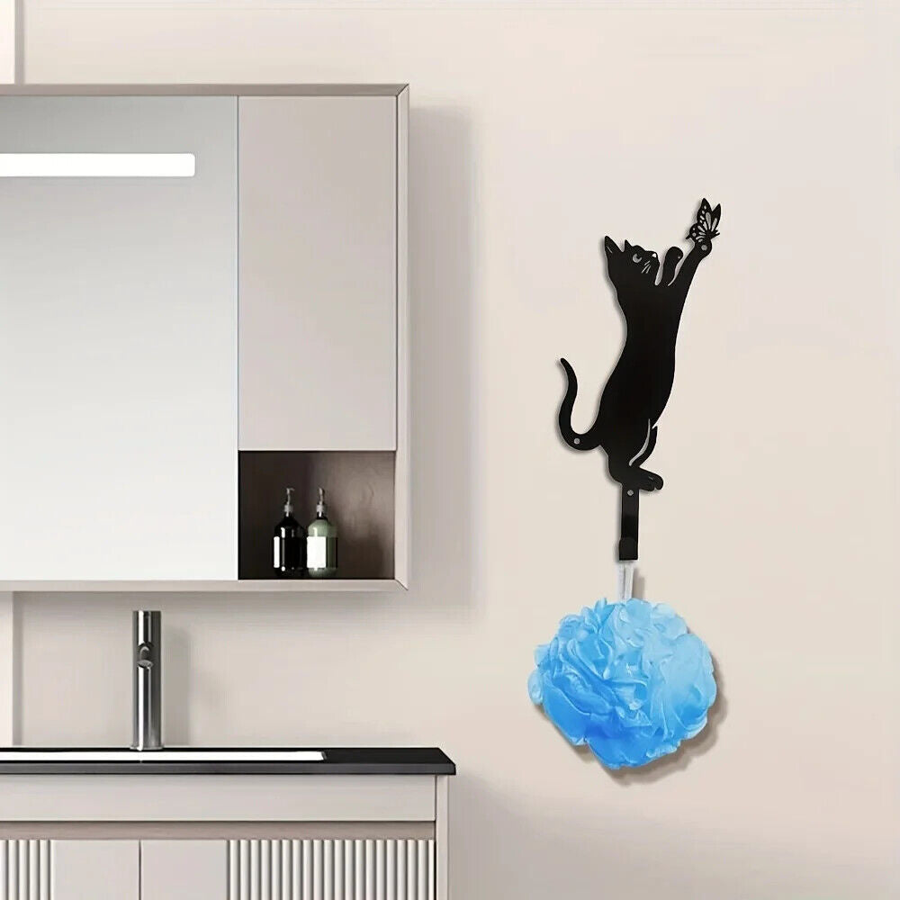 2pcs Cat Key Holder For Wall, Coat Rack Wall Mount, Hook Christmas Decorations