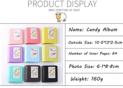 Photo Album 64 Pockets Candy Color Polaroid Mini Photocards Image Holder Storage