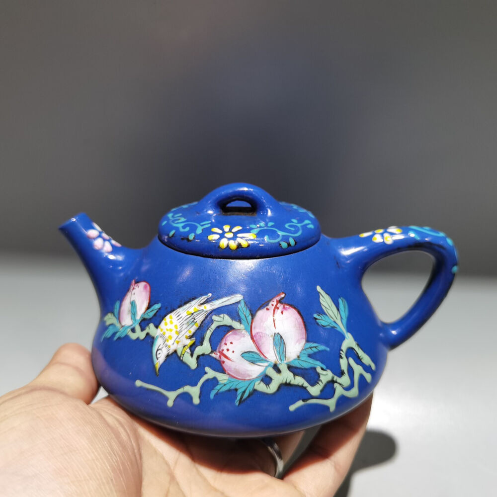 Chinese Yixing Zisha Clay Handmade Exquisite Teapot（珐琅彩石瓢壶 底款：王根锁）