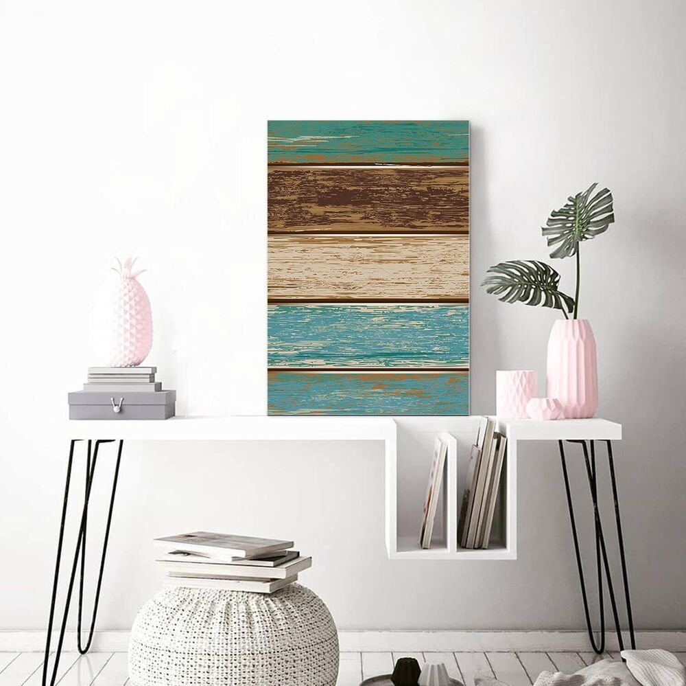 Rustic Canvas Wall Art Retro Barn Wooden Framed Home Office Decoration Gift