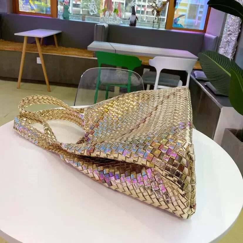 Women’s Tote Handbags Woven Color block Shoulder Bags Bag Shopping Bags