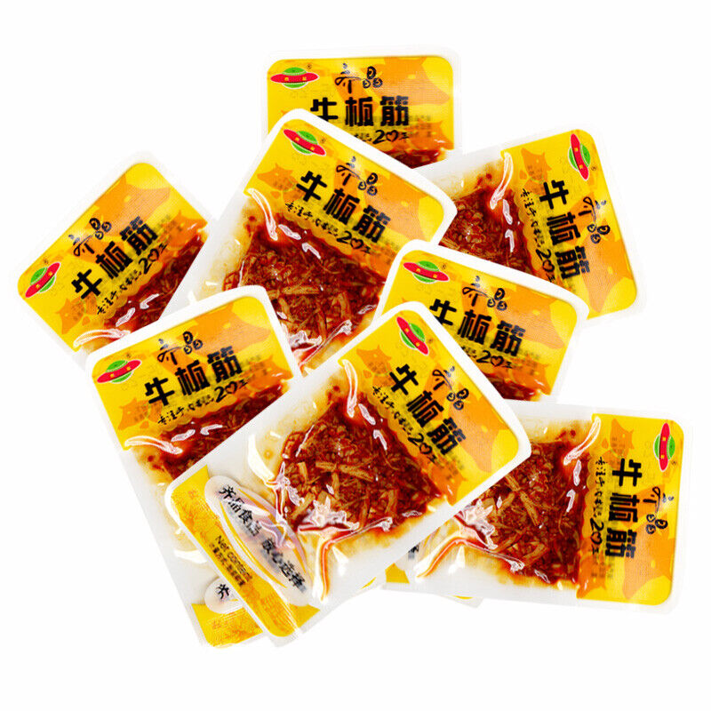 齐晶香辣牛板筋香辣散装即食小吃 Qijing Spicy Beef Plate Tendon Spicy Bulk Instant Snack