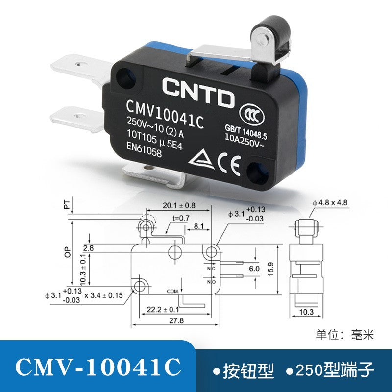 20pcs CNTD Limit Switch CMV10 Micro Button Long Handle Open Limit Sensor Roller