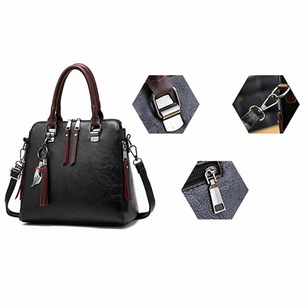 Womens Ladies Casual Retro Oil Leather Handbag Crossbody Bag Tote Shoulder Purse