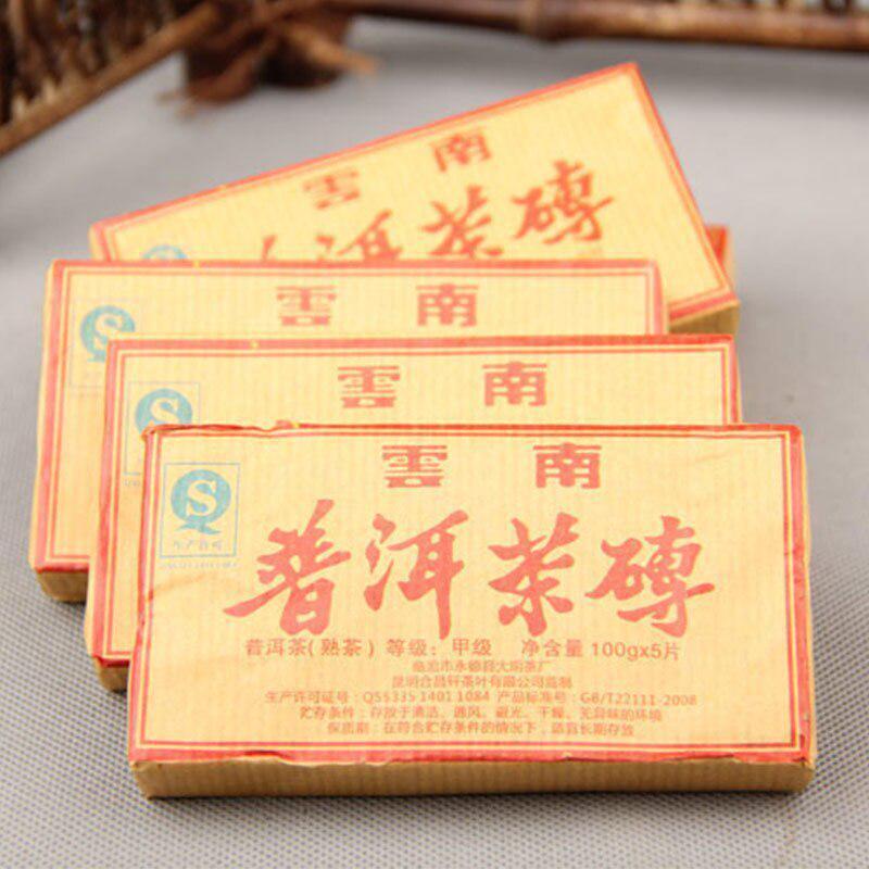 100g Yunnan Puer Shu Tea Brick Made by Puerh Materials Ripe Tea