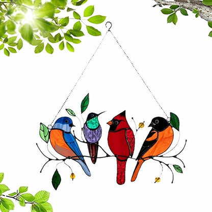 Window Hangings Bird Ornaments 20x15cm Stain Glass Home Suncatchers Wall Decals
