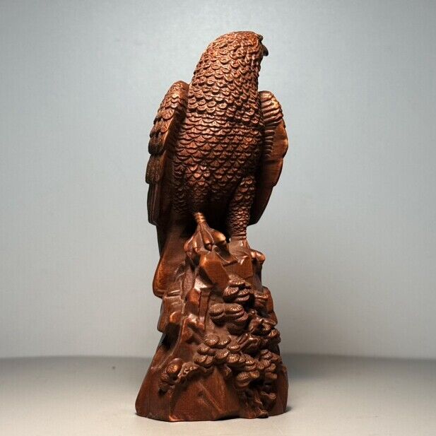Collectible Chinese Boxwood Carved Exquisite Eagle Statue Figurines Art Ornament