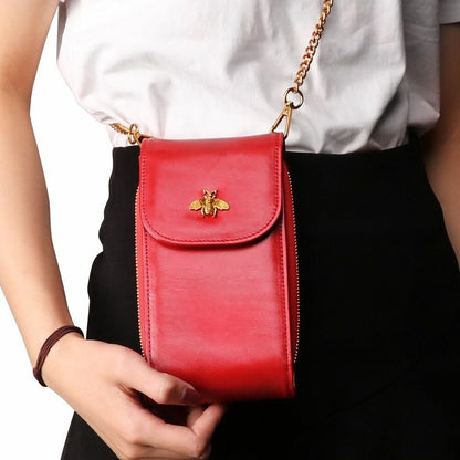 Women Leather Phone Purse Card Holders Crossbody Shoulder Bag With Chain Strap