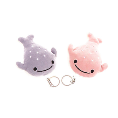 2Pcs Cute Cartoon Shark Plush Dolls Soft Stuffed Animal Keychain Bag Pendant