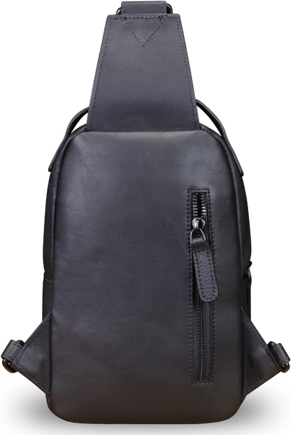 Genuine Leather Sling Bag Crossbody Purse Retro Handmade Hiking Daypack...