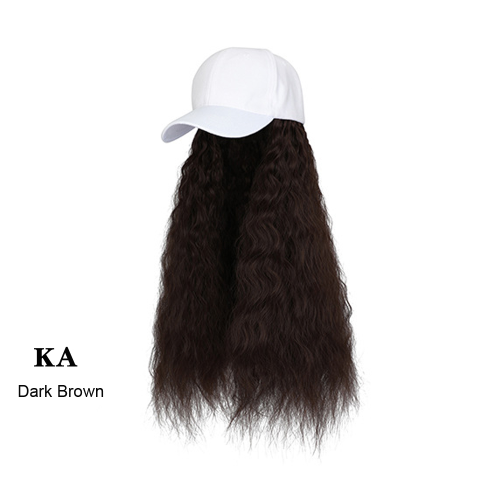 Baseball Cap Wig Kinky Straight Hat Synthetic Hair Wigs Natural Adjustable Hat