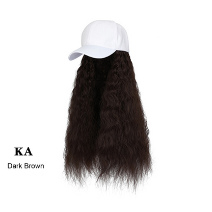 Baseball Cap Wig Kinky Straight Hat Synthetic Hair Wigs Natural Adjustable Hat